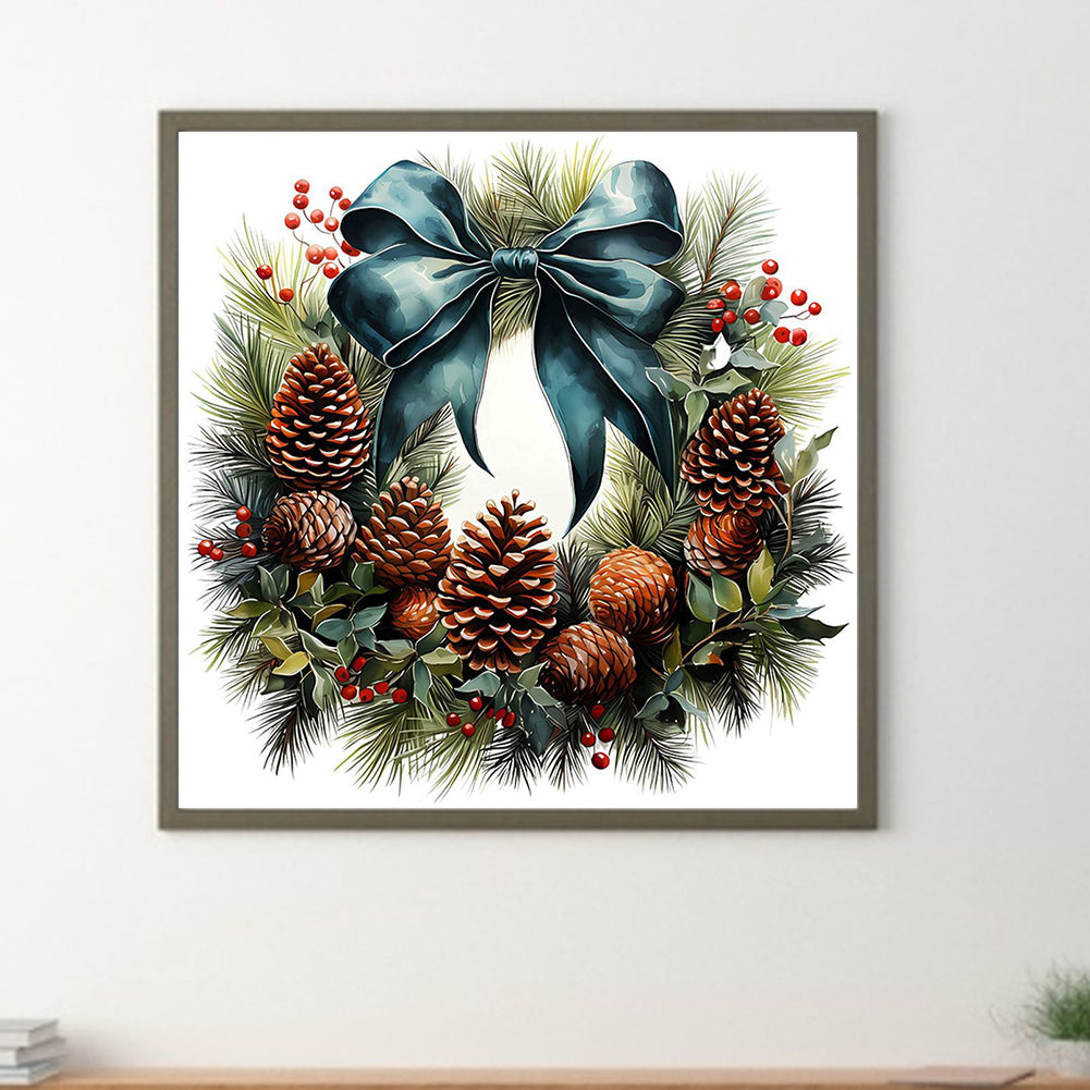 Christmas Wreath - Full Round Drill Diamond Painting 30*30CM