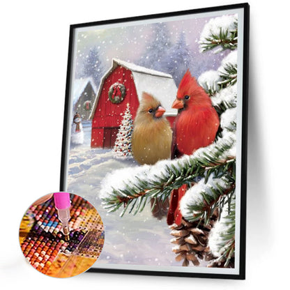 Christmas Cardinal - Full Round Drill Diamond Painting 30*40CM