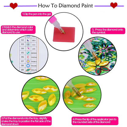 6PCS Suncatcher Double Sided Diamond Painting Art Pendant (Flower Butterfly)