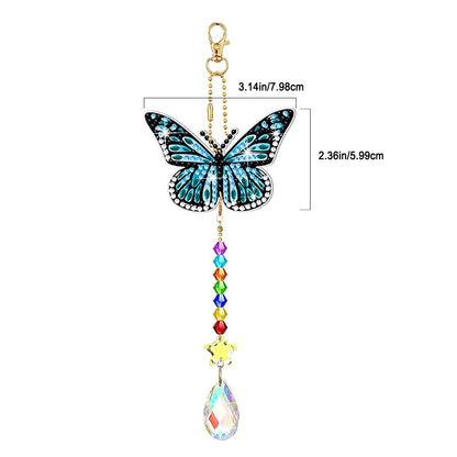 6PCS Suncatcher Double Sided Diamond Painting Art Pendant (Flower Butterfly)