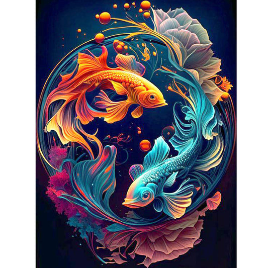 Goldfish Yin Yang Chart - Full Round Drill Diamond Painting 30*40CM