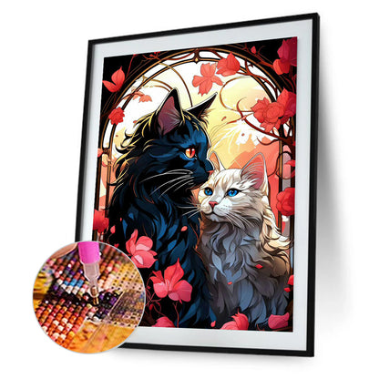 Romantic Cat Couple - Full Round Drill Diamond Painting 30*40CM