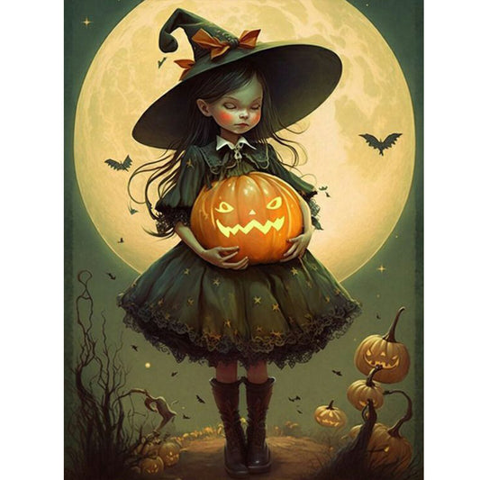 Halloween Girl - Full Round Drill Diamond Painting 30*40CM