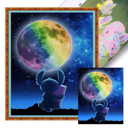 Rainbow Moon And Stitch - 11CT Stamped Cross Stitch 40*50CM