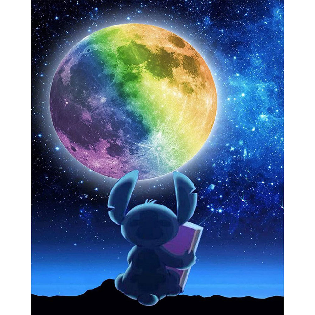 Rainbow Moon And Stitch - 11CT Stamped Cross Stitch 40*50CM