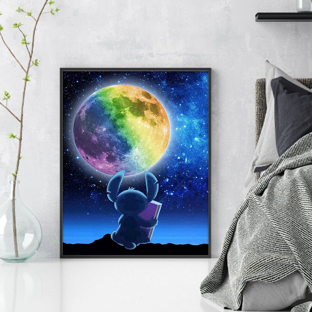 Rainbow Moon And Stitch - 11CT Stamped Cross Stitch 40*50CM