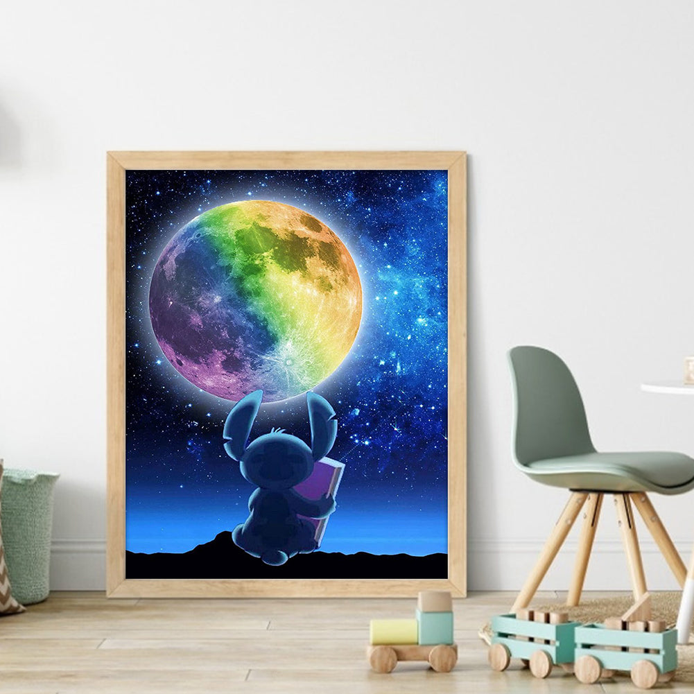 Rainbow Moon And Stitch - 11CT Stamped Cross Stitch 40*50CM