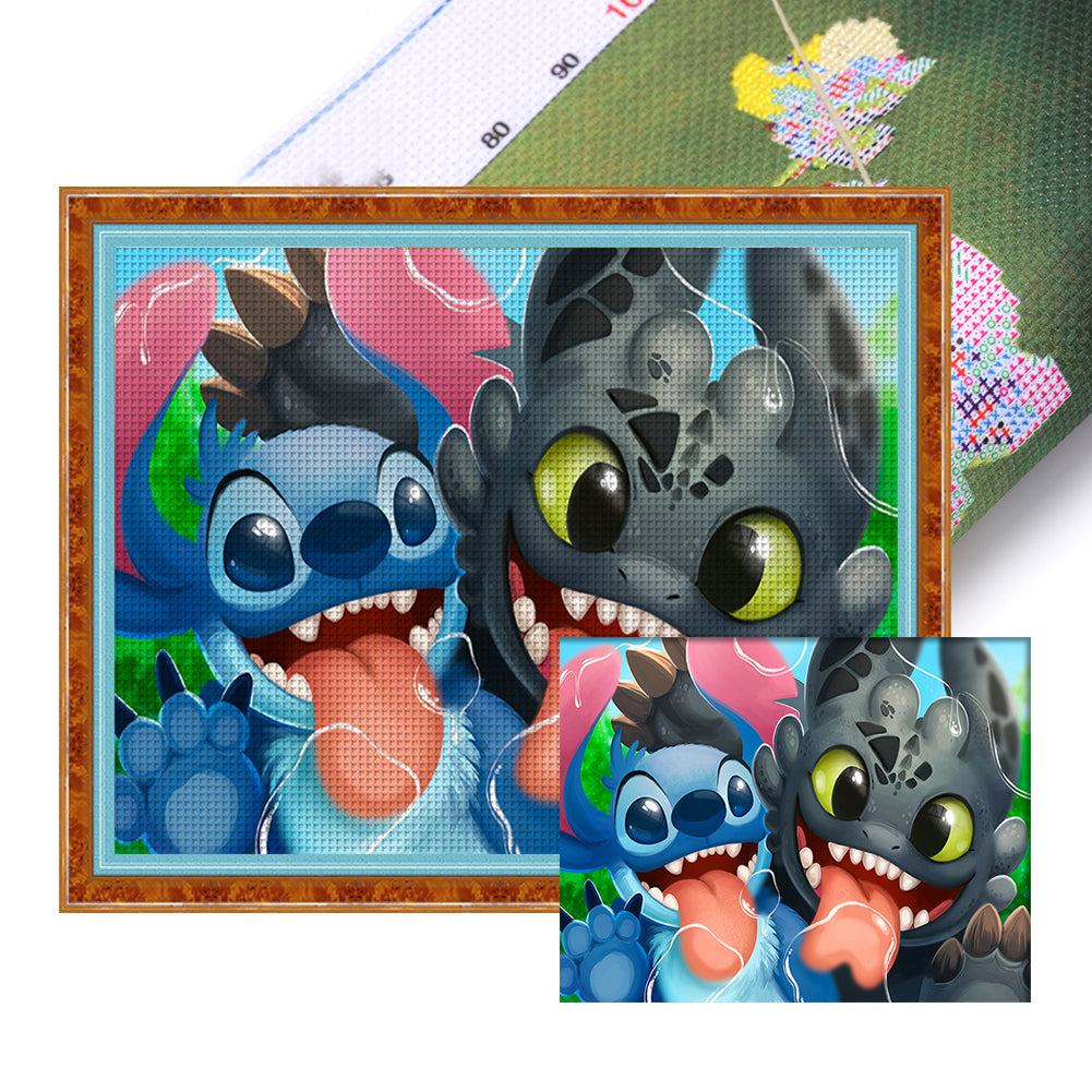 Stitch And Toothless - 11CT Stamped Cross Stitch 50*40CM