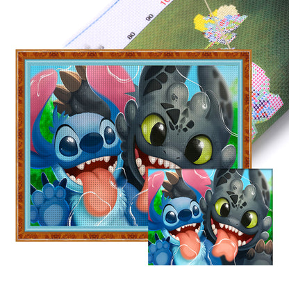 Stitch And Toothless - 11CT Stamped Cross Stitch 50*40CM