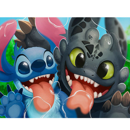 Stitch And Toothless - 11CT Stamped Cross Stitch 50*40CM