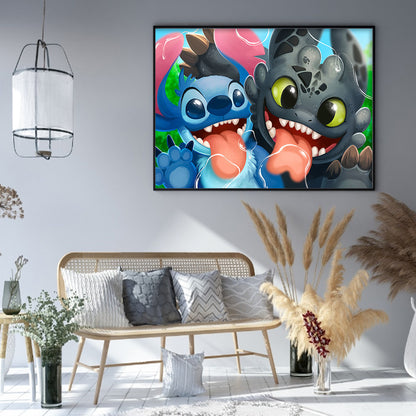 Stitch And Toothless - 11CT Stamped Cross Stitch 50*40CM