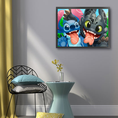 Stitch And Toothless - 11CT Stamped Cross Stitch 50*40CM