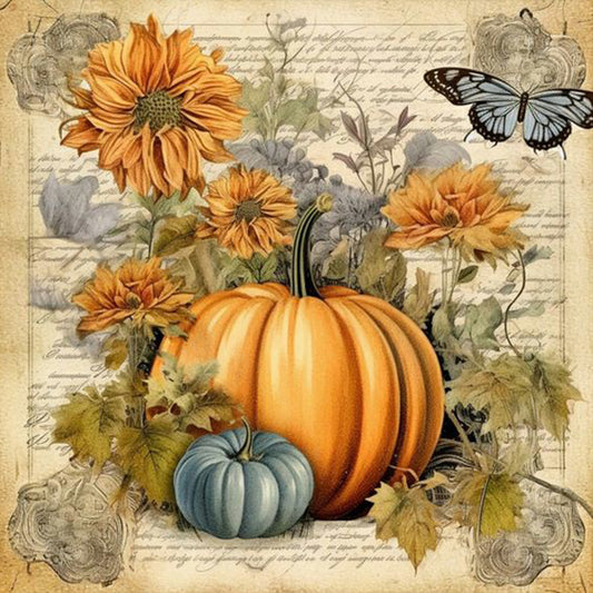 Autumn Pumpkin Pictorial - Full Round Drill Diamond Painting 30*30CM