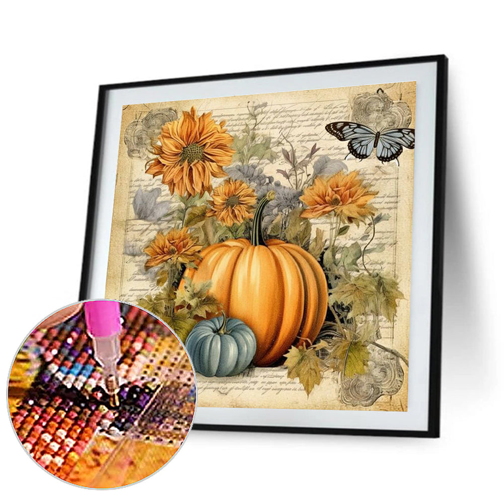 Autumn Pumpkin Pictorial - Full Round Drill Diamond Painting 30*30CM