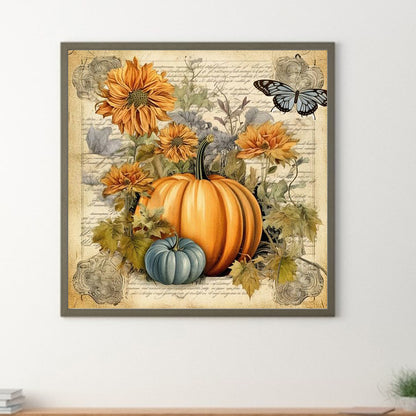 Autumn Pumpkin Pictorial - Full Round Drill Diamond Painting 30*30CM