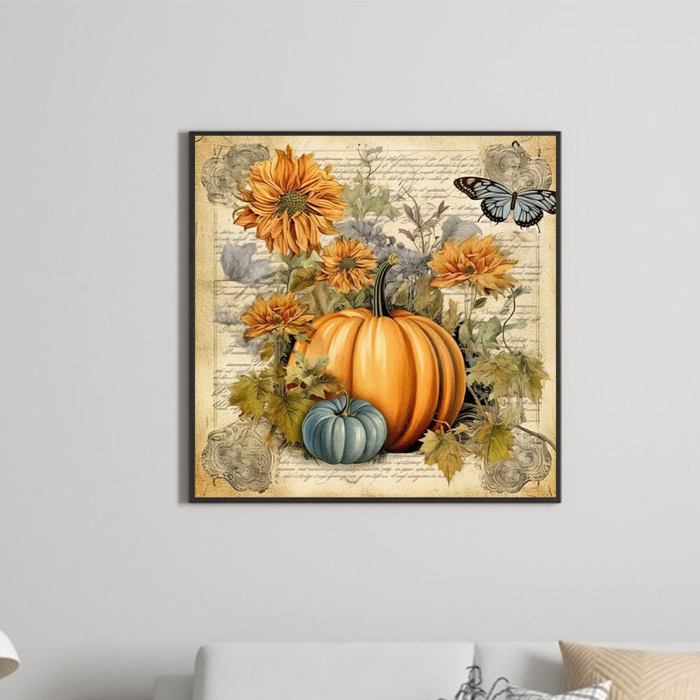 Autumn Pumpkin Pictorial - Full Round Drill Diamond Painting 30*30CM