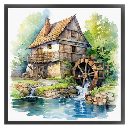 House Water Wheel - 11CT Stamped Cross Stitch 40*40CM