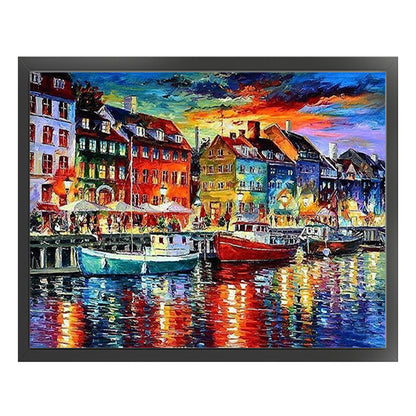 Copenhagen Waterfront - 11CT Stamped Cross Stitch 50*40CM