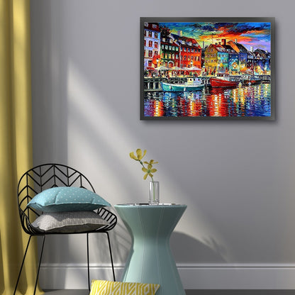 Copenhagen Waterfront - 11CT Stamped Cross Stitch 50*40CM