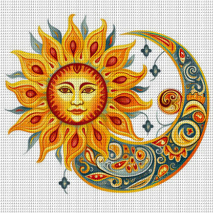 Moon Sun - 11CT Stamped Cross Stitch 50*50CM