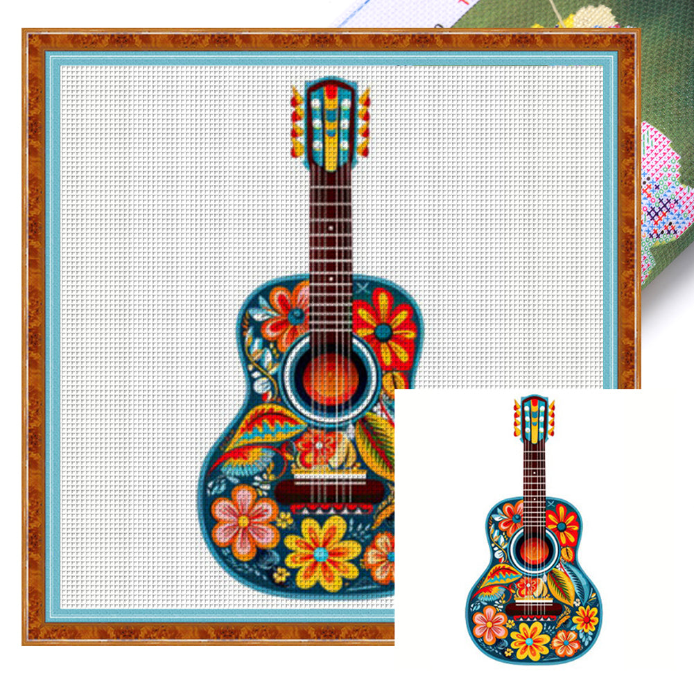 Pattern Guitar - 11CT Stamped Cross Stitch 50*50CM