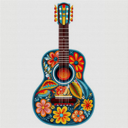 Pattern Guitar - 11CT Stamped Cross Stitch 50*50CM