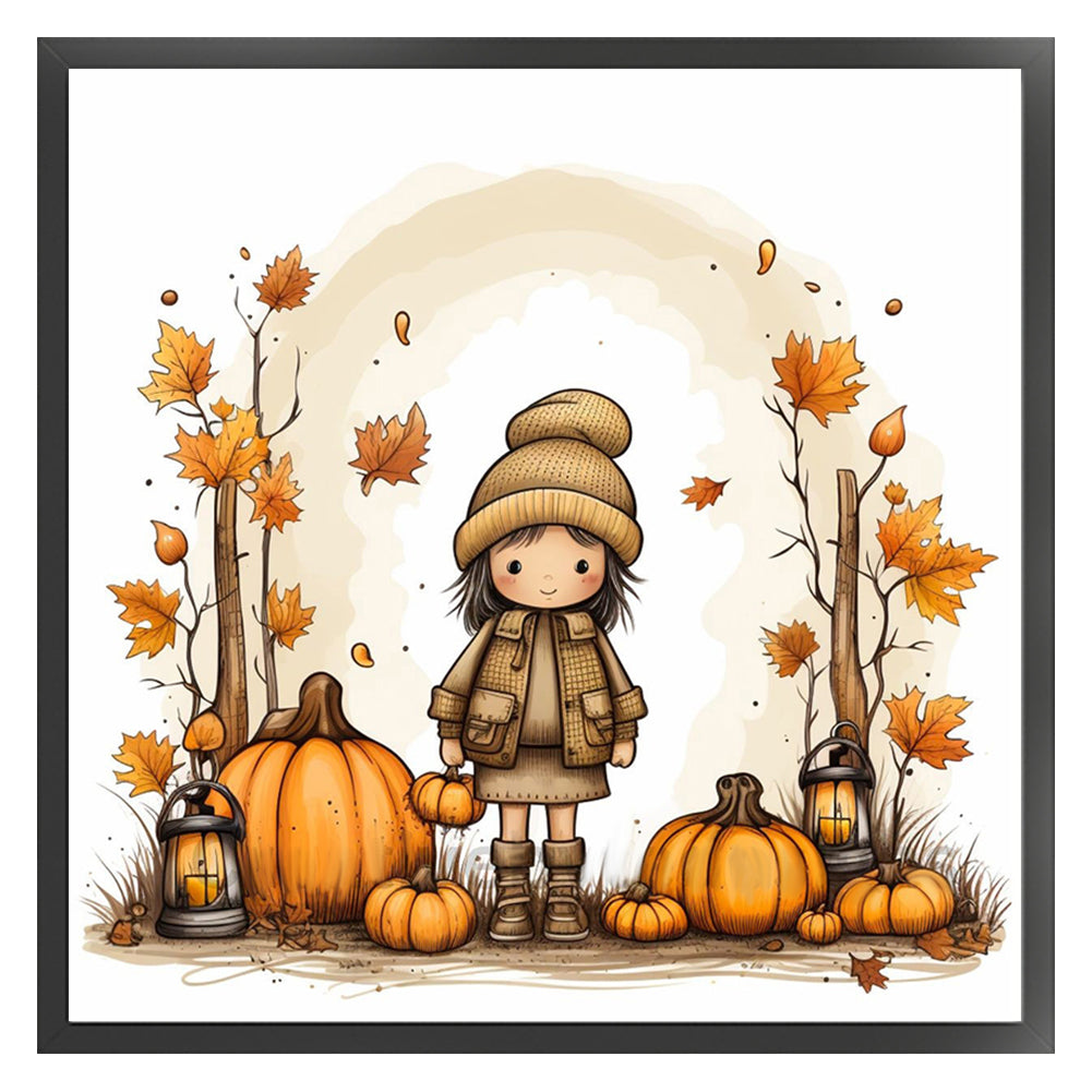 Little Girl In Autumn - 11CT Stamped Cross Stitch 50*50CM