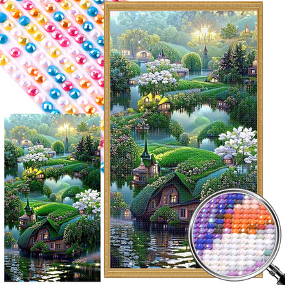 Dream Green Space - Full AB Drill Round Diamond Painting 40*70CM