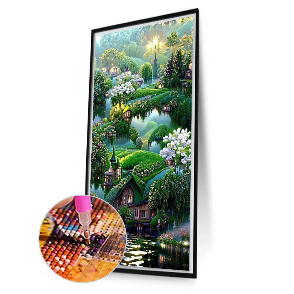 Dream Green Space - Full AB Drill Round Diamond Painting 40*70CM