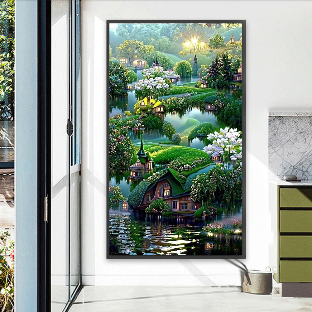 Dream Green Space - Full AB Drill Round Diamond Painting 40*70CM