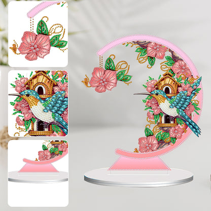 Special Shape Diamond Painting Table Decor (Bird with Flower in Mouth KJ035)