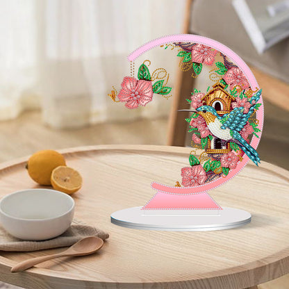 Special Shape Diamond Painting Table Decor (Bird with Flower in Mouth KJ035)