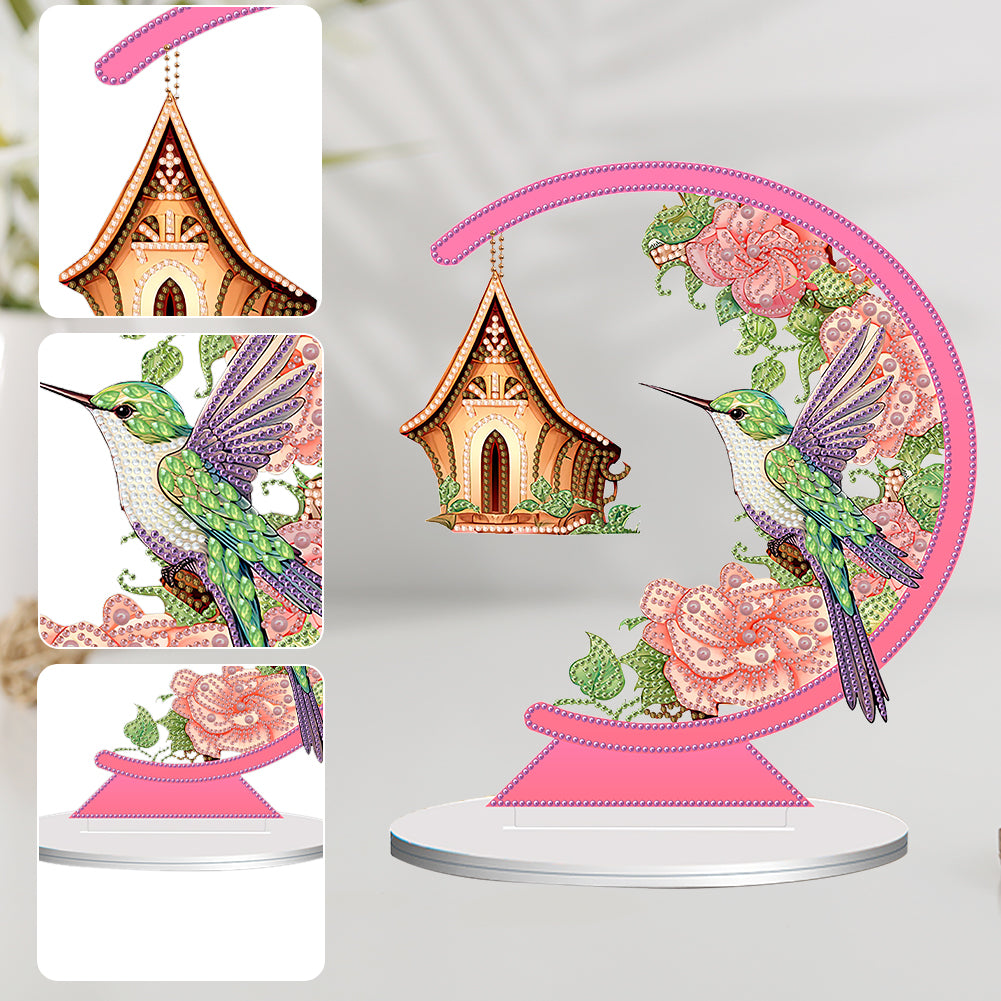 Special Shape Diamond Painting Table Decor (Bird with Flower in Mouth KJ037)