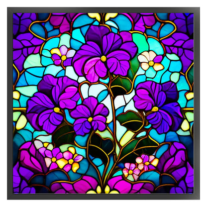 Glass Painting-Pansy - 11CT Stamped Cross Stitch 50*50CM