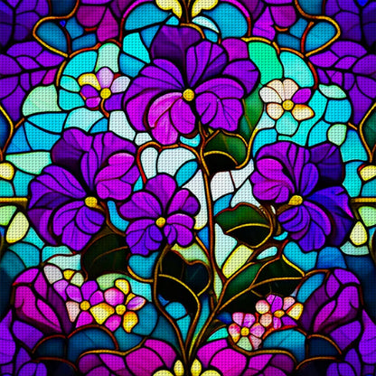 Glass Painting-Pansy - 11CT Stamped Cross Stitch 50*50CM