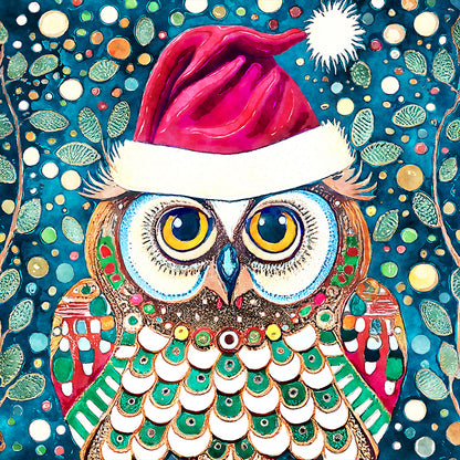 Christmas Owl - Full Round Drill Diamond Painting 30*30CM