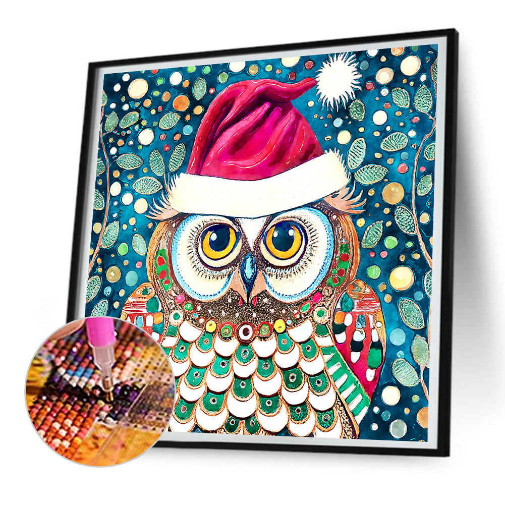 Christmas Owl - Full Round Drill Diamond Painting 30*30CM