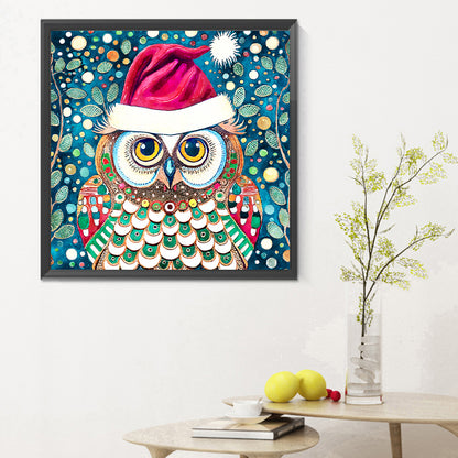 Christmas Owl - Full Round Drill Diamond Painting 30*30CM