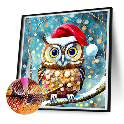 Christmas Owl - Full Round Drill Diamond Painting 30*30CM