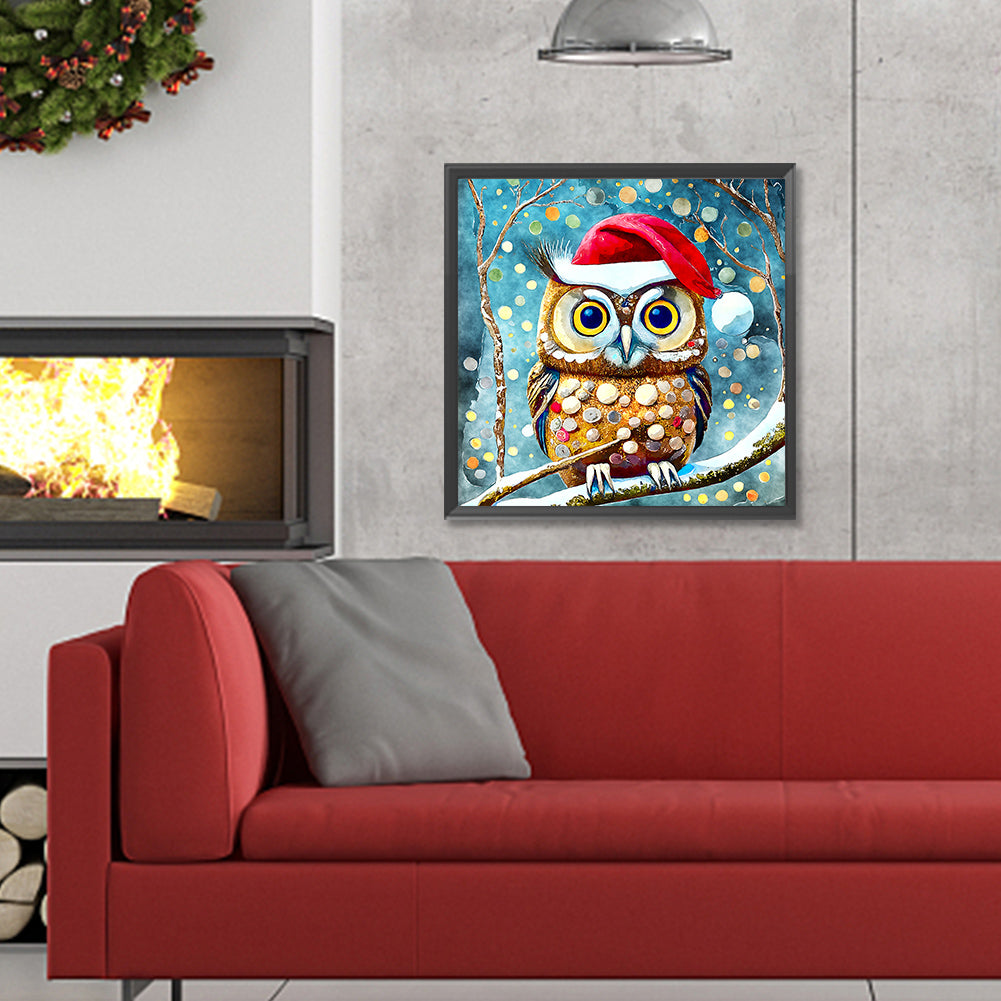 Christmas Owl - Full Round Drill Diamond Painting 30*30CM