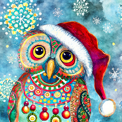 Christmas Owl - Full Round Drill Diamond Painting 30*30CM