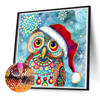 Christmas Owl - Full Round Drill Diamond Painting 30*30CM