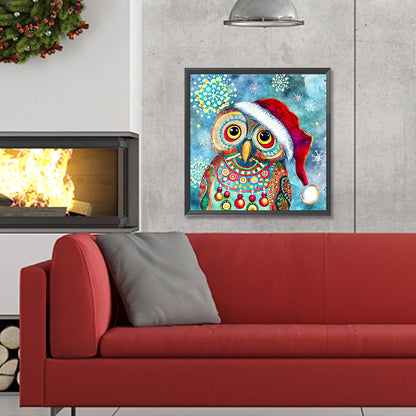 Christmas Owl - Full Round Drill Diamond Painting 30*30CM