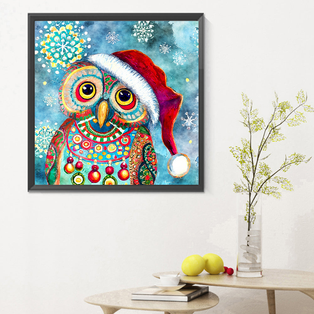 Christmas Owl - Full Round Drill Diamond Painting 30*30CM