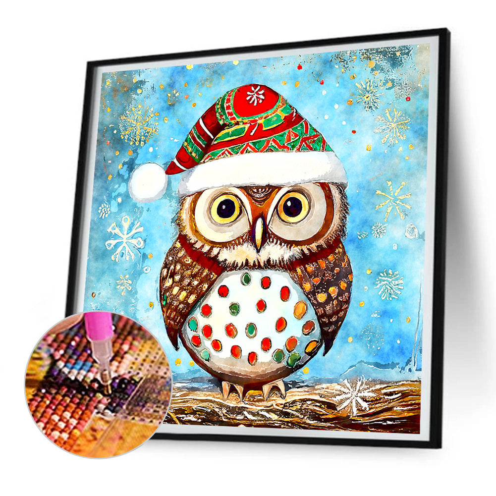 Christmas Owl - Full Round Drill Diamond Painting 30*30CM