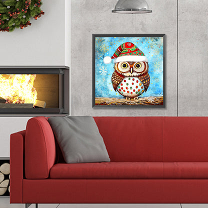 Christmas Owl - Full Round Drill Diamond Painting 30*30CM