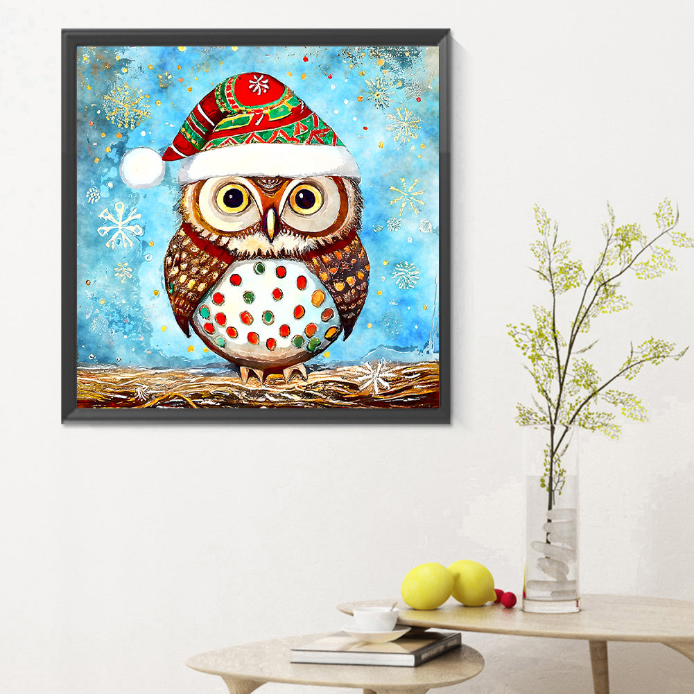 Christmas Owl - Full Round Drill Diamond Painting 30*30CM