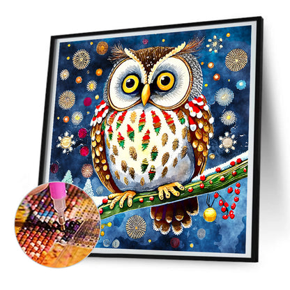 Christmas Owl - Full Round Drill Diamond Painting 30*30CM