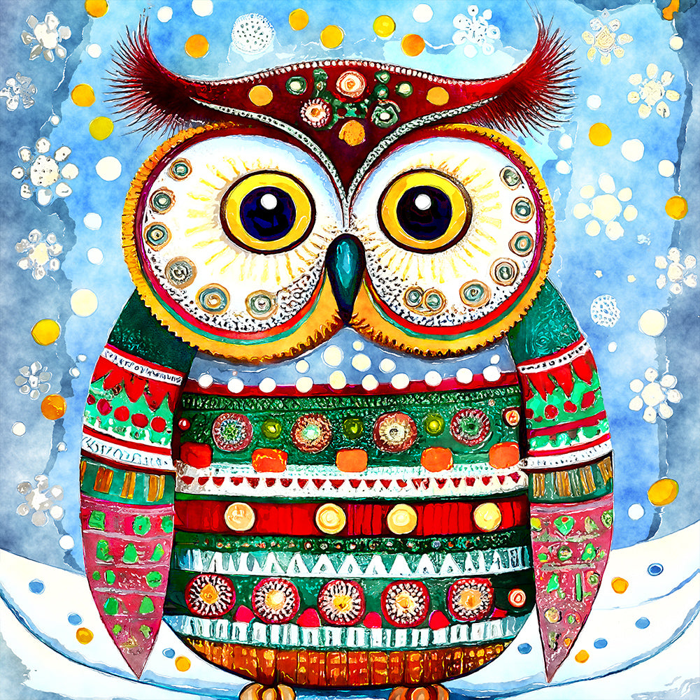 Christmas Owl - Full Round Drill Diamond Painting 30*30CM