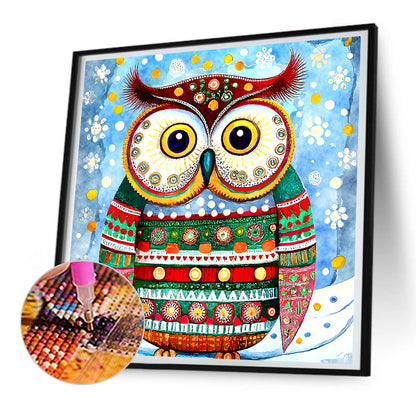 Christmas Owl - Full Round Drill Diamond Painting 30*30CM